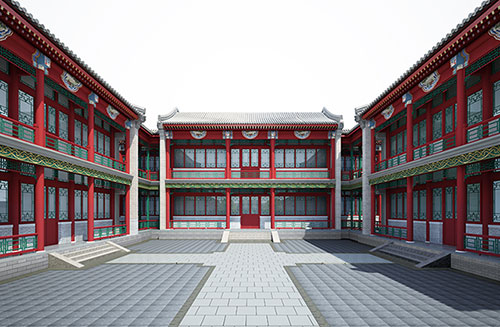 中卫北京四合院设计古建筑鸟瞰图展示